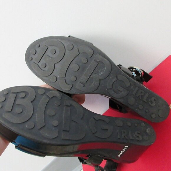 BCBG Girls Patty Women 7 Black Sandals Open Toe Wedge Heel Chunky y2k Brat 548 - Picture 6 of 9